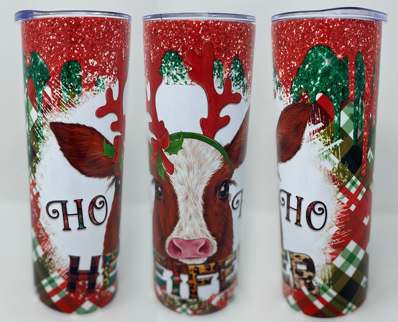 Christmas Bull and Heifer Tumbler Set of 2