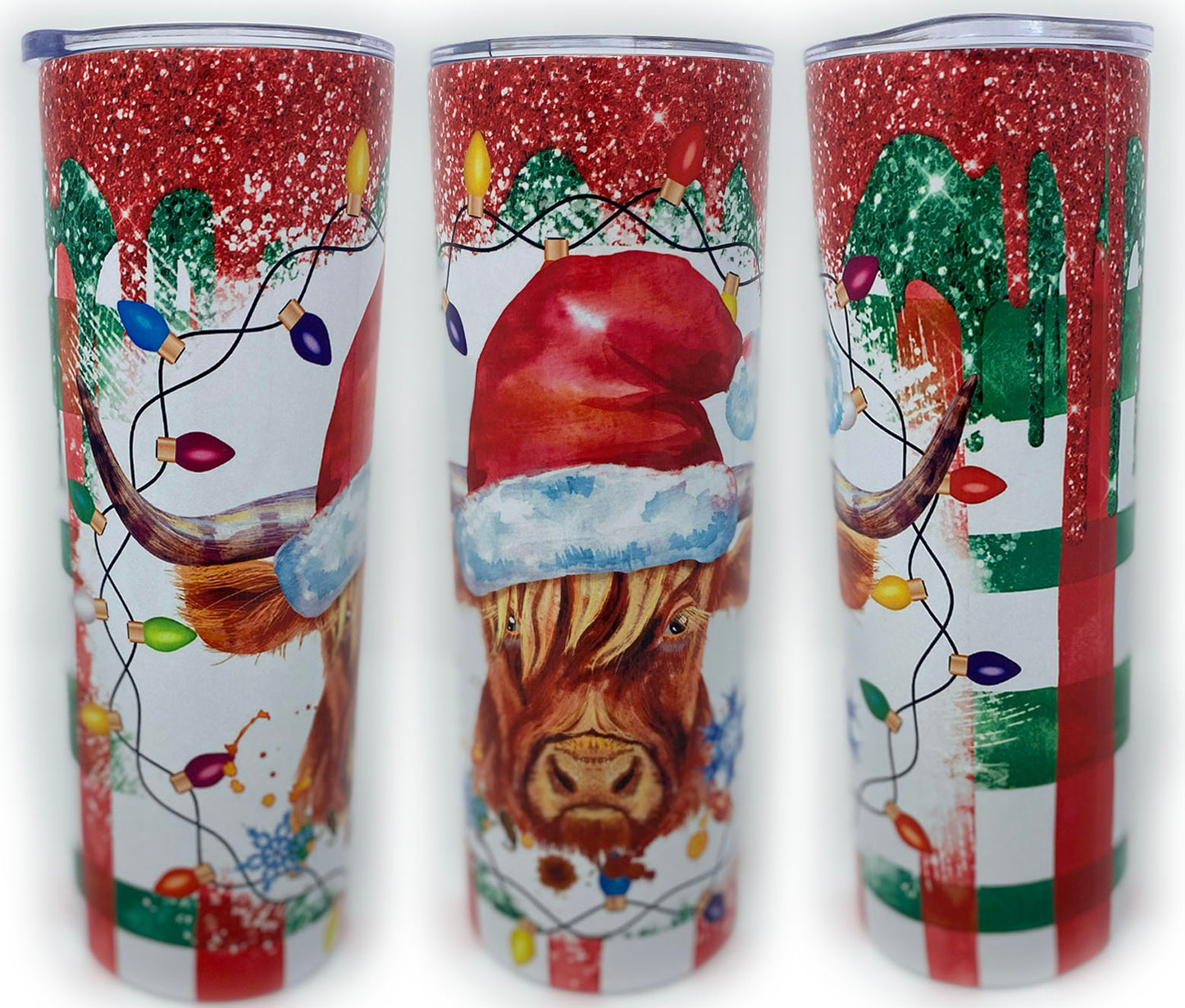 Christmas Bull and Heifer Tumbler Set of 2